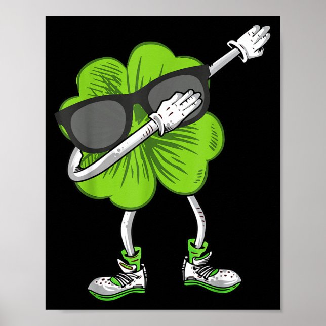Dabbing Shamrock St Patrick's Day Funny Irish Boys Poster (Vorne)