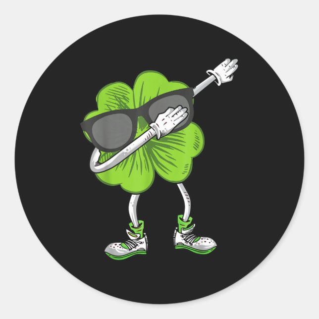 Dabbing Shamrock St Patrick's Day Funny Irish Boys Runder Aufkleber (Vorderseite)