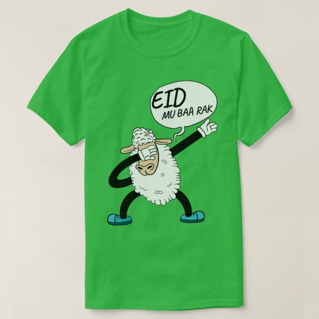 Dabbing Sheep Eid Mubarak Muslime T-Shirt (Design vorne)