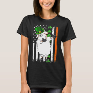 Dabbing Sheep Leprechaun Hat American Flag St Patr T-Shirt