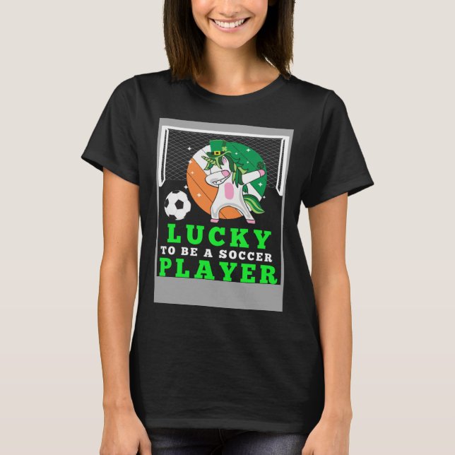 Dabbing Shenanigans Leprechaun Unicorn Soccer Play T-Shirt (Vorderseite)
