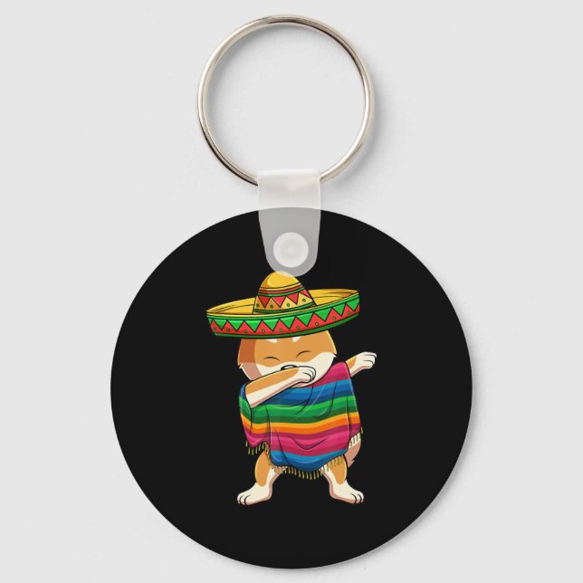 Dabbing Shiba Inu Poncho Sombrero Cinco De Mayo Schlüsselanhänger (Vorderseite)