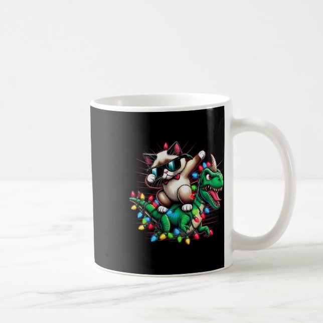 Dabbing Siamese Cat Xmas Lights Dinosaurier T Rex  Kaffeetasse (Rechts)