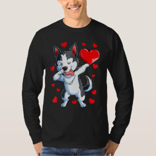 Dabbing Siberian Husky Heart Valentinstag Boys L T-Shirt