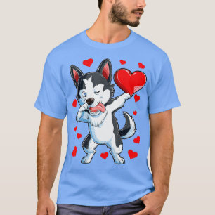 Dabbing Siberian Husky Heart Valentinstag Boys L T-Shirt