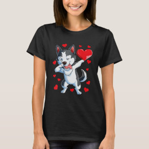 Dabbing Siberian Husky Heart Valentinstag Boys L T-Shirt