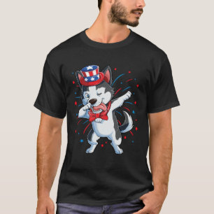 Dabbing Siberischer Husky 4. Juli Jungen Kinder Am T-Shirt