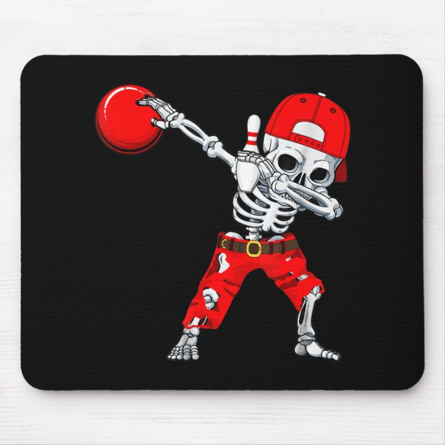 Dabbing Skeleton Bowling Fun Skull Halloween Costu Mousepad (Vorne)