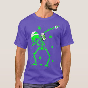Dabbing Skeleton Drink Bier Irish Kleeblatt St Pat T-Shirt