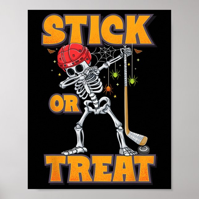 Dabbing Skeleton Eishockey Spieler Halloween Costu Poster (Vorne)