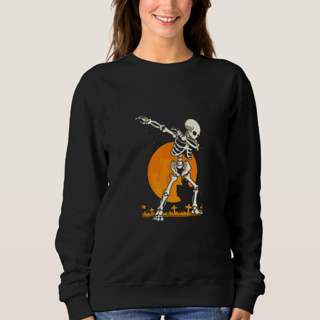 Dabbing Skeleton  Halloween Costume Spooky Season Sweatshirt (Vorderseite)