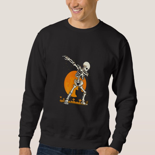 Dabbing Skeleton  Halloween Costume Spooky Season Sweatshirt (Vorderseite)