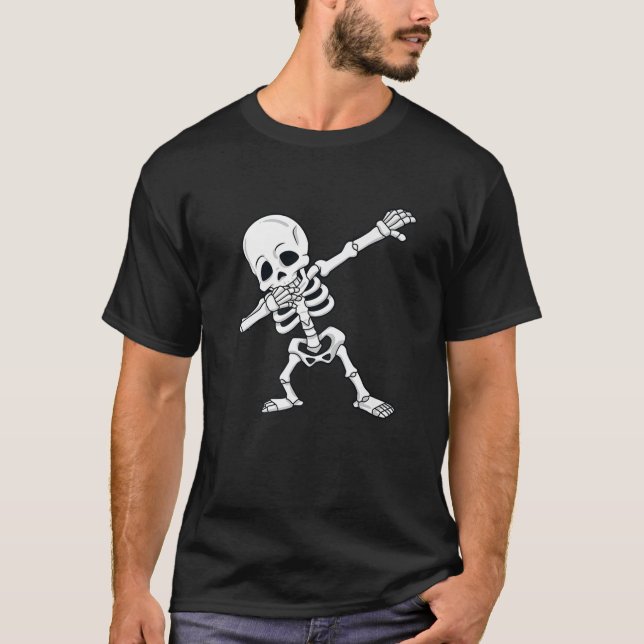Dabbing Skeleton Halloween Funny Dab T-Shirt (Vorderseite)