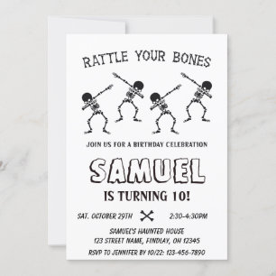 Dabbing Skeleton Halloween Happy Birthday Party Einladung