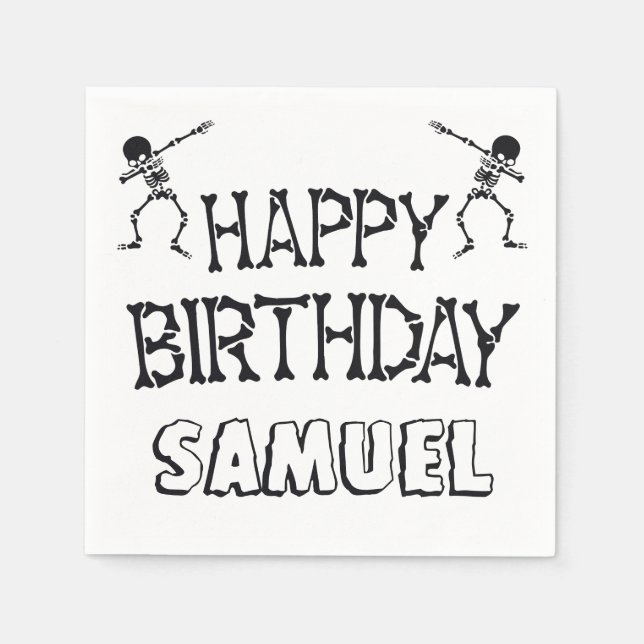 Dabbing Skeleton Halloween Happy Birthday Party Serviette (Vorderseite)