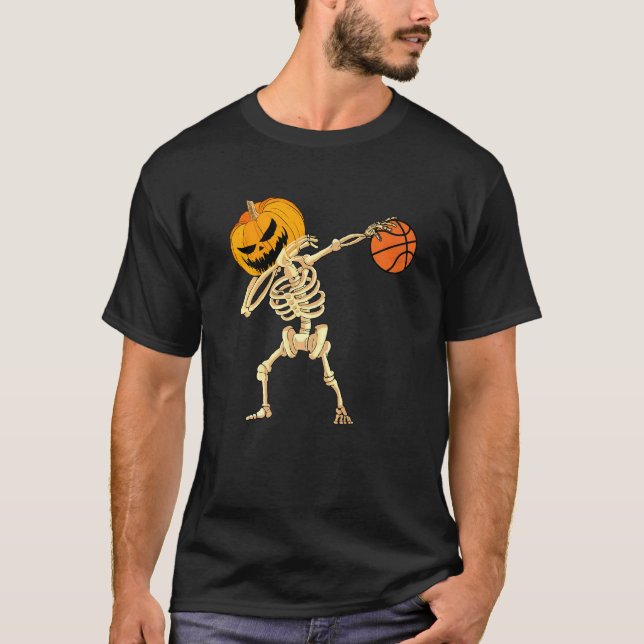 Dabbing Skeleton Halloween Kostüm Basketball Mama T-Shirt (Vorderseite)