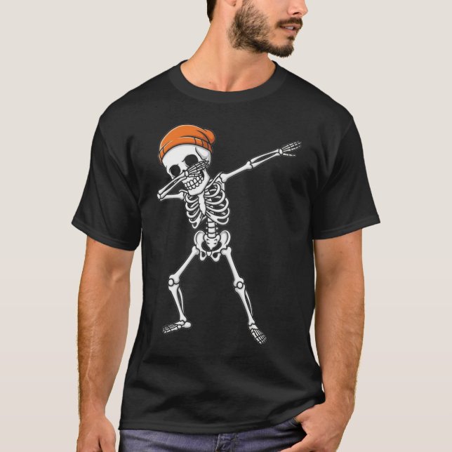 Dabbing Skeleton Halloween Skull Rib Käfig Dab T-Shirt (Vorderseite)