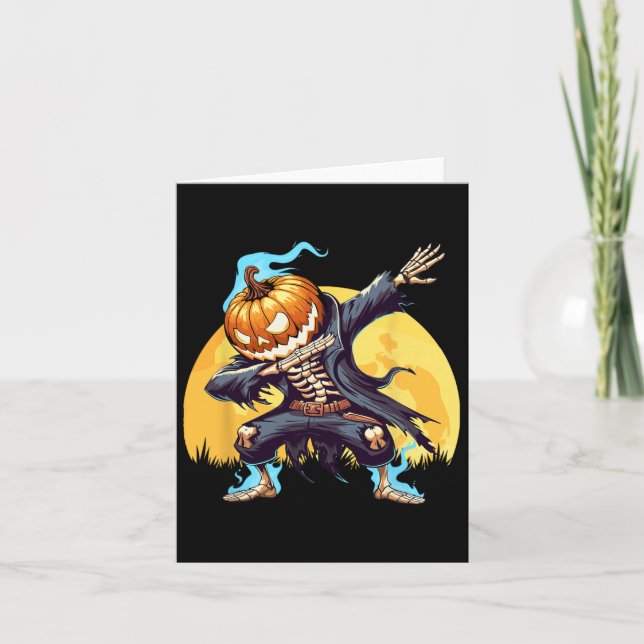 Dabbing Skeleton Headless Pumpkin Dab Dance Boys H Karte (Vorderseite)