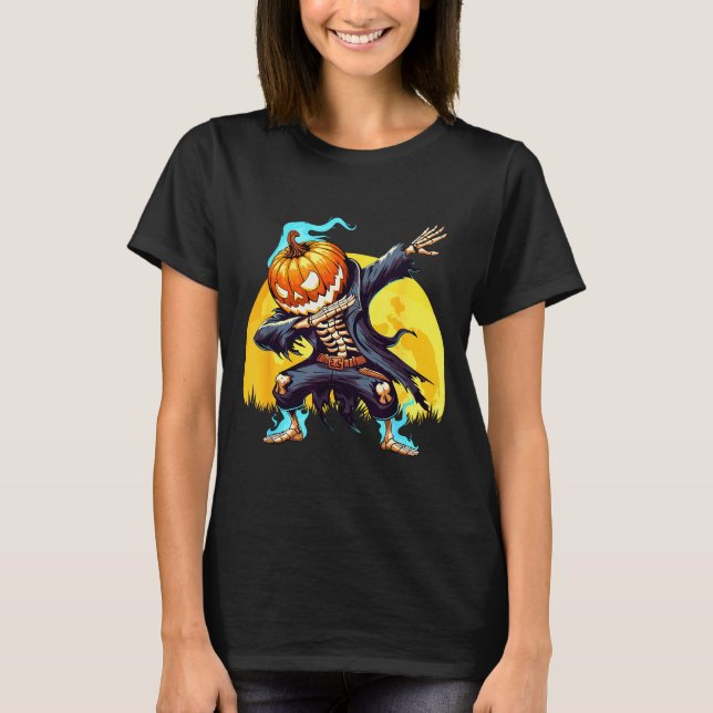 Dabbing Skeleton Headless Pumpkin Dab Dance Boys H T-Shirt (Vorderseite)