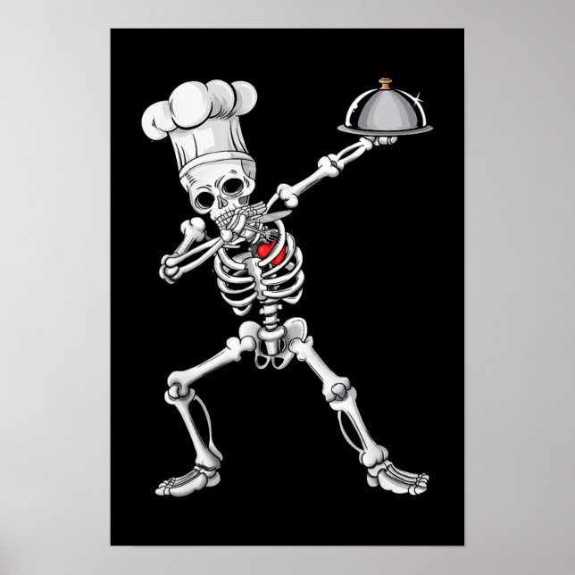 Dabbing Skeleton Koch Lunch Lady Halloween Poster (Vorne)