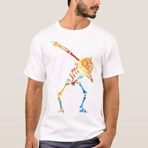 Dabbing Skeleton Lazy Costume Pumpkin Head Ironic T-Shirt
