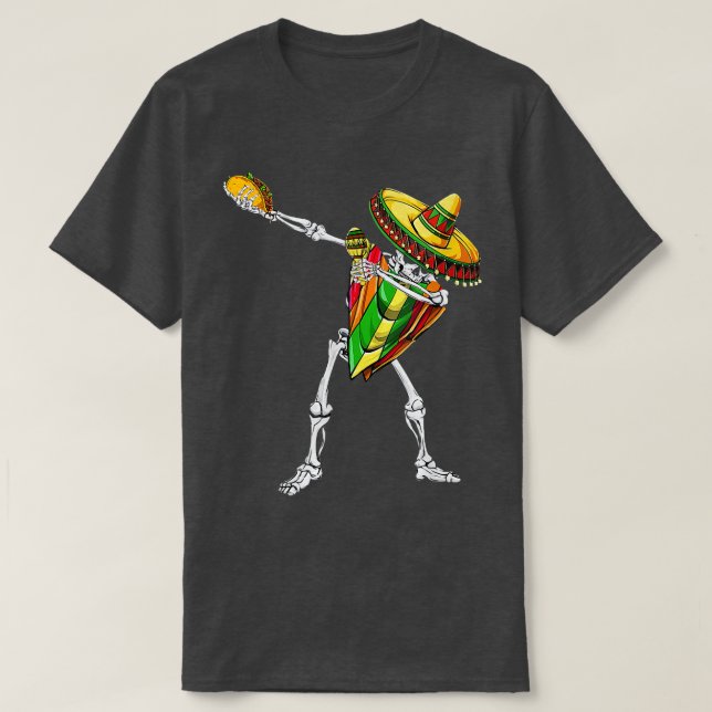 Dabbing Skeleton Meican Poncho Cinco De Mayo Sombr T-Shirt (Design vorne)