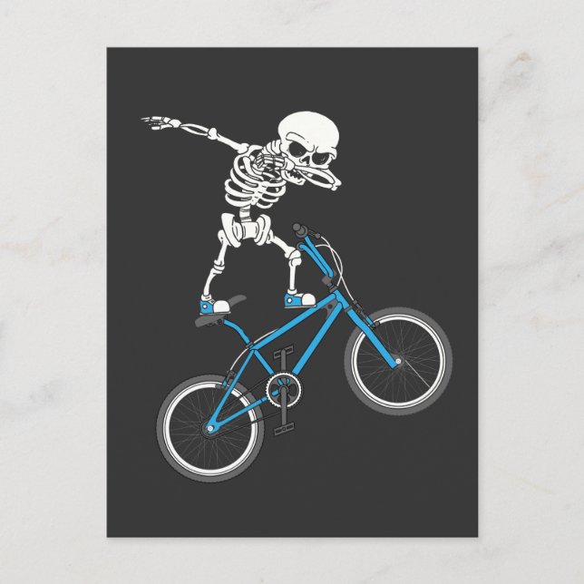 Dabbing Skeleton mtb Bicycle BMX Spaß Postkarte (Vorderseite)