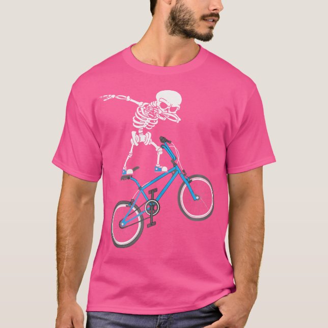 Dabbing Skeleton Mtb Bicycle Bmx Spaß T-Shirt (Vorderseite)