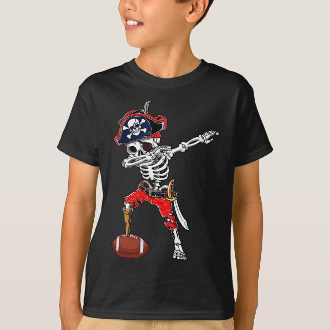Dabbing Skeleton Pirate and Footll Ll Halloween Co T-Shirt (Vorderseite)