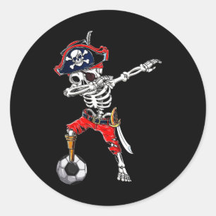 Dabbing Skeleton Pirate and Soccer Ll Halloween Co Runder Aufkleber