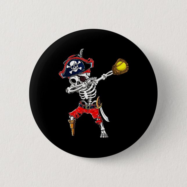 Dabbing Skeleton Pirate and Softll LL Halloween Co Button (Vorderseite)