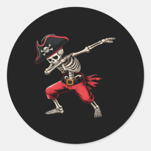 Dabbing Skeleton Pirate Boys Kids Funny Halloween Runder Aufkleber