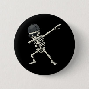 Dabbing Skeleton Pirate Halloween Kids Piratenflag Button