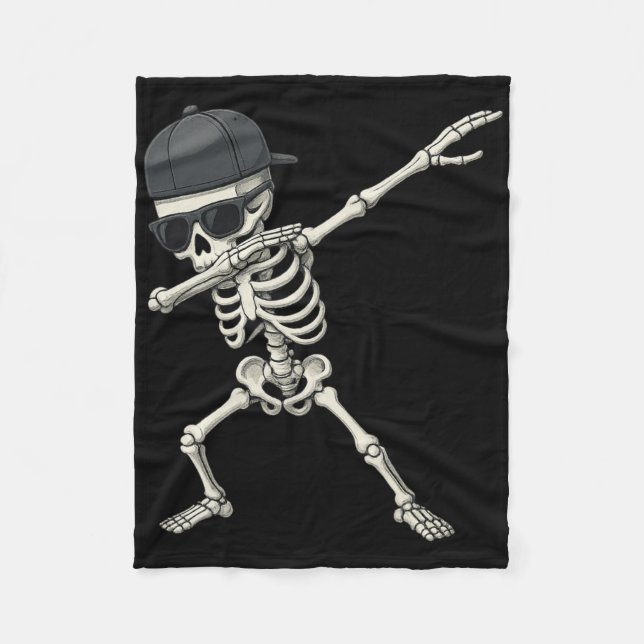 Dabbing Skeleton Pirate Halloween Kids Piratenflag Fleecedecke (Vorderseite)
