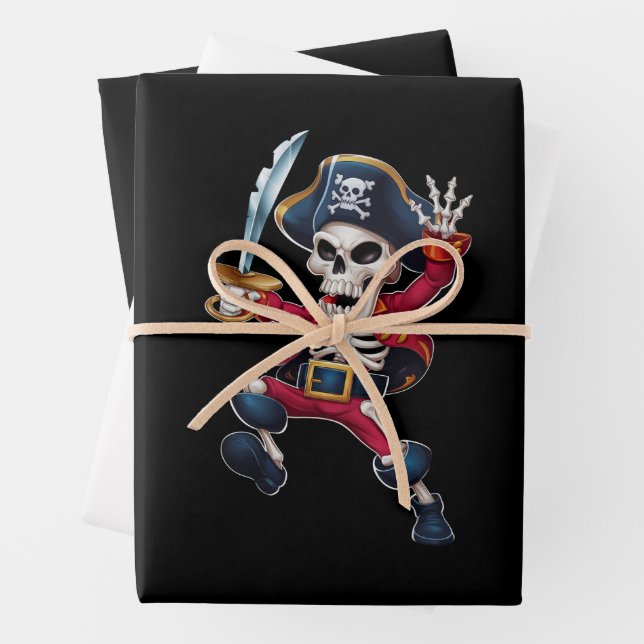 Dabbing Skeleton Pirate Halloween Kids Piratenflag Geschenkpapier Set (Beispiel)