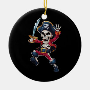 Dabbing Skeleton Pirate Halloween Kids Piratenflag Keramik Ornament