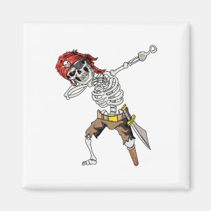 Dabbing Skeleton Pirate Halloween Kids Piratenflag Magnet