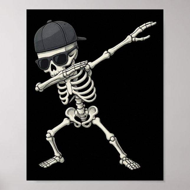 Dabbing Skeleton Pirate Halloween Kids Piratenflag Poster (Vorne)