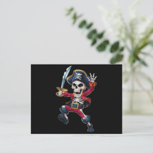 Dabbing Skeleton Pirate Halloween Kids Piratenflag Postkarte