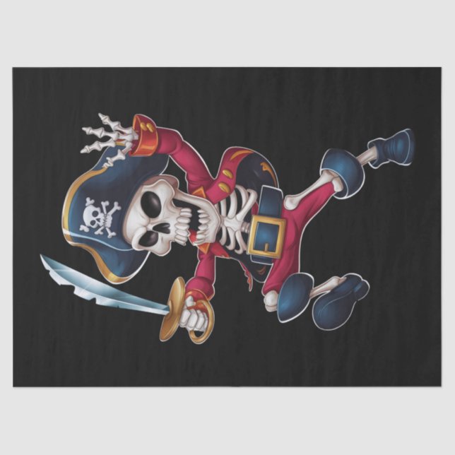 Dabbing Skeleton Pirate Halloween Kids Piratenflag Seidenpapier (Vorderseite)