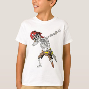 Dabbing Skeleton Pirate Halloween Kids Piratenflag T-Shirt
