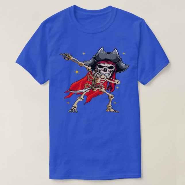 Dabbing Skeleton Pirate Halloween Kids Piratenflag T-Shirt (Design vorne)