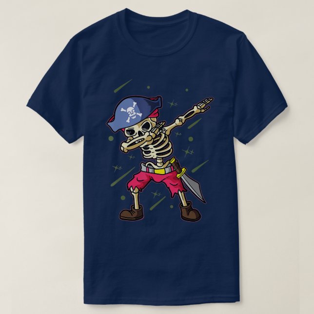 Dabbing Skeleton Pirate Halloween Kinder T-Shirt (Design vorne)