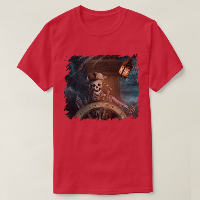 Dabbing Skeleton Pirate Halloween Kostüm Jolly Ro T-Shirt (Design vorne)