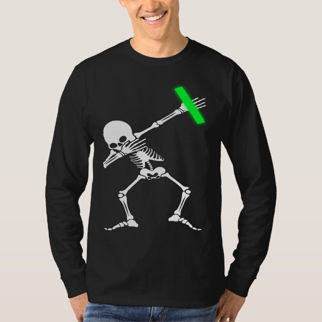 Dabbing Skeleton Rave Dance Party Music T-Shirt (Vorderseite)