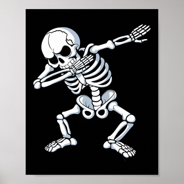 Dabbing Skeleton Spooky Dab Dancing Men Kids Boys Poster (Vorne)