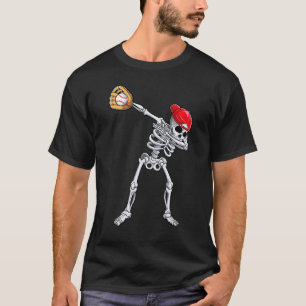 Dabbing-Skelett-Baseball-Halloween-Spieler-Fänger T-Shirt
