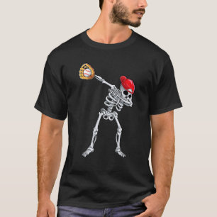 Dabbing-Skelett-Baseball-Halloween-Spieler-Fänger T-Shirt