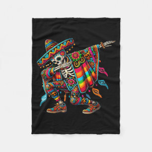 Dabbing-Skelett Cinco De Mayo-Party Sombreros Po Fleecedecke
