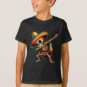 Dabbing-Skelett Cinco De Mayo Sombrero Poncho Mex T-Shirt